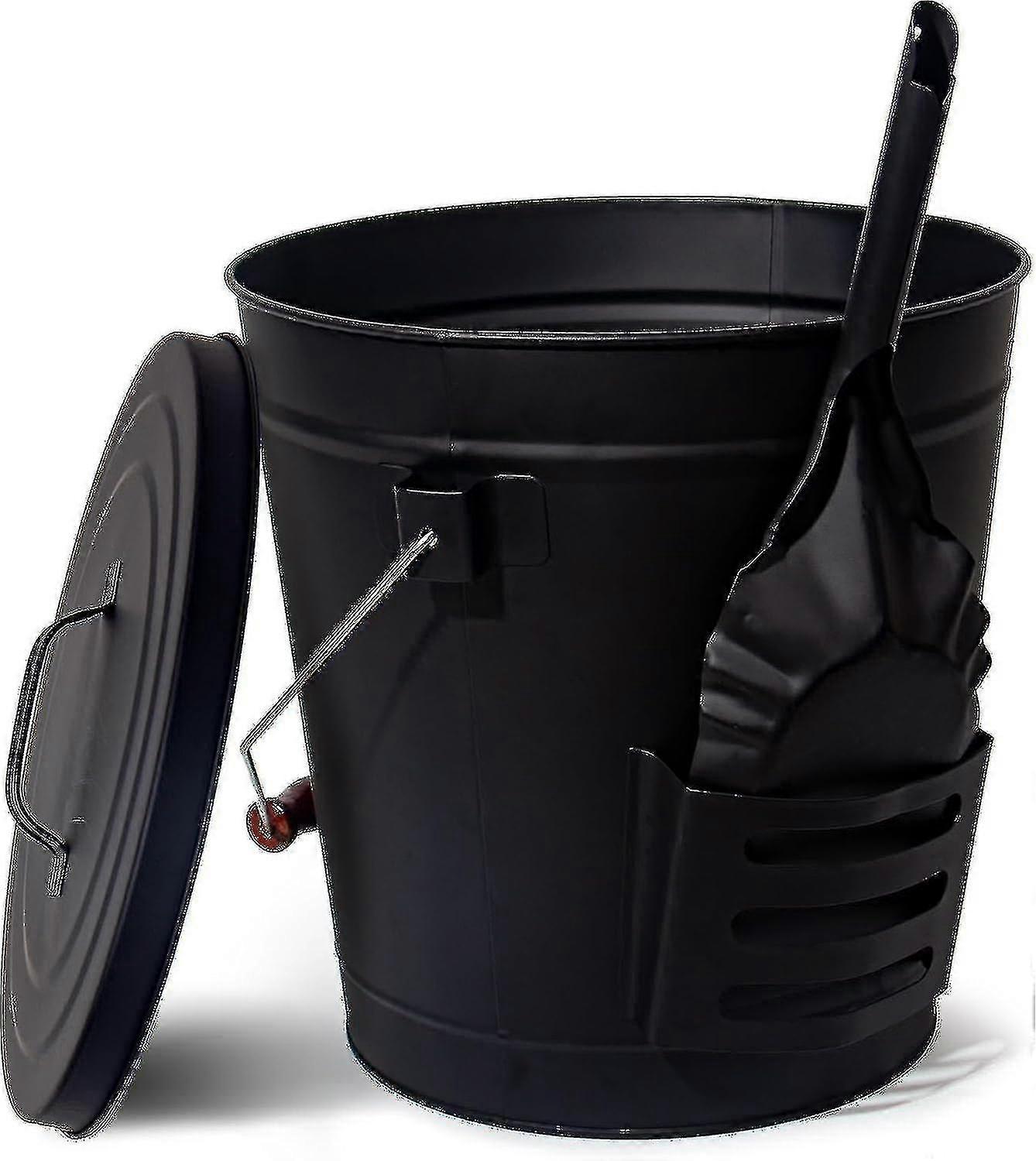 Good Ash Bucket With Lid And Shovel, 20 L Fireproof Metal Bucket, Charcoal Bucket For Coal And Ash, Fireplace, Oven, Grill The Better One-dwdz