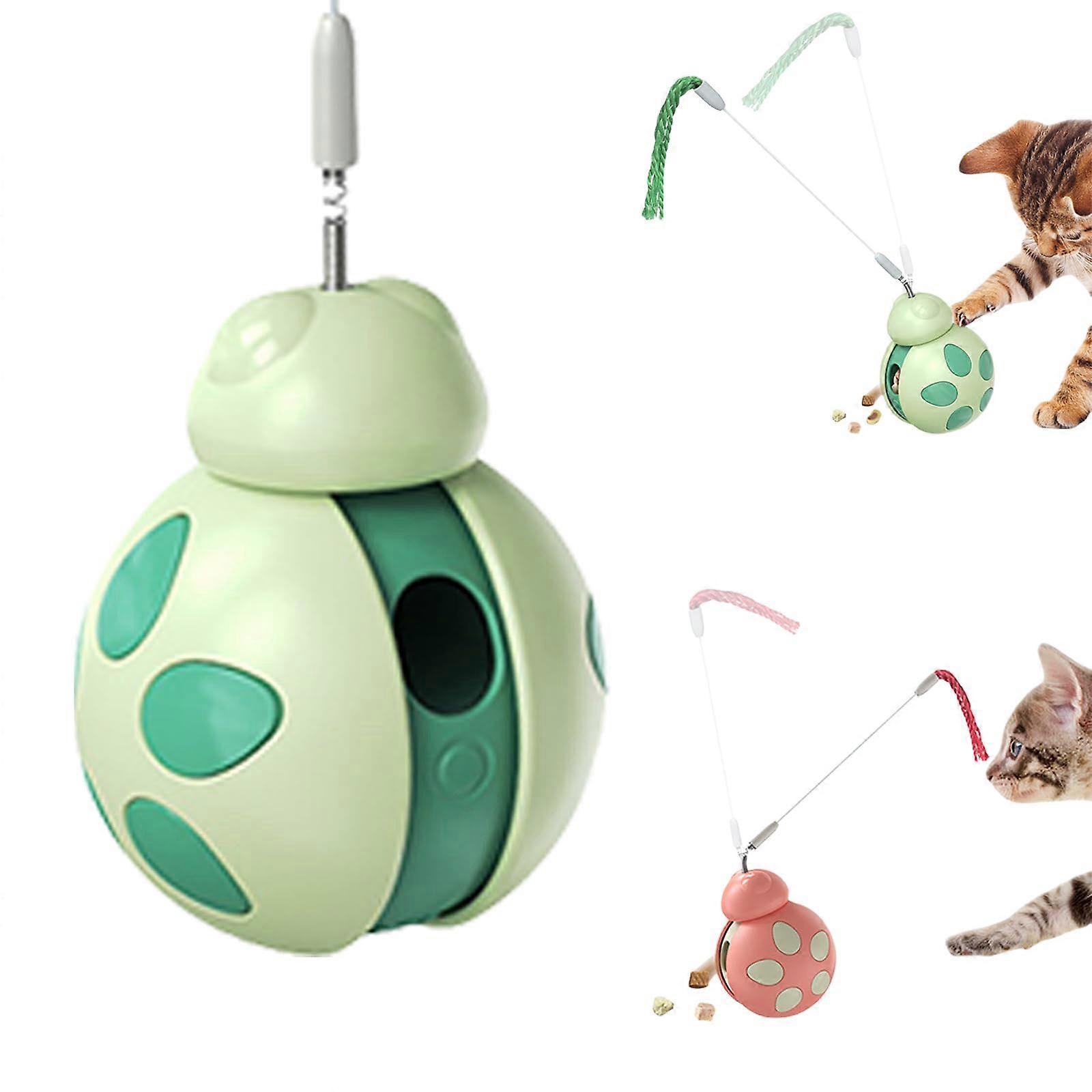 Interactive Cat Toys, Beetle Not Tumbler Design with Teasing Stick, Indoor Cat Toys, Snack Dispenser for Kittens Exercise and Boredom Relief, Feeding 