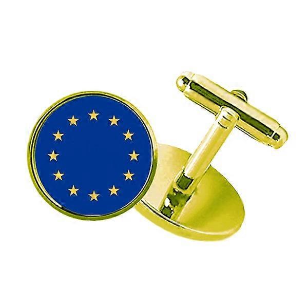 Εθνική σημαία της ΕΕ Ευρώπη Χώρα Κατάσπαρτος Επιχείρηση Μεταλλικά μανικετόκουμπα Χρυσό