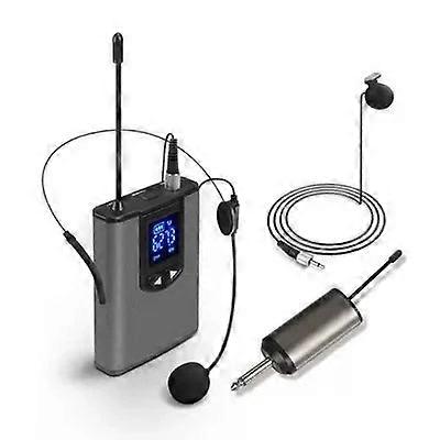 Portable Uhf Wireless Headset Microphone+lavalier Mic System Teaching Speech Interview Vlog Live Recording