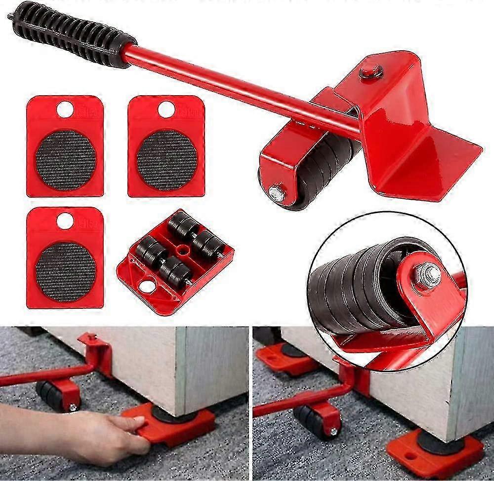 Heavy Furniture Moving Kit - Effortless Lifting Accessory with 1 Lifting Rod and 4 Moving Casters (Up to 300kg)