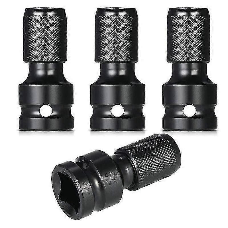 4 Pcs Impact Adaptor 1/2 Square Drive to 1/4 Hex Shank Socket Adapter Quick Release Chuck Converter