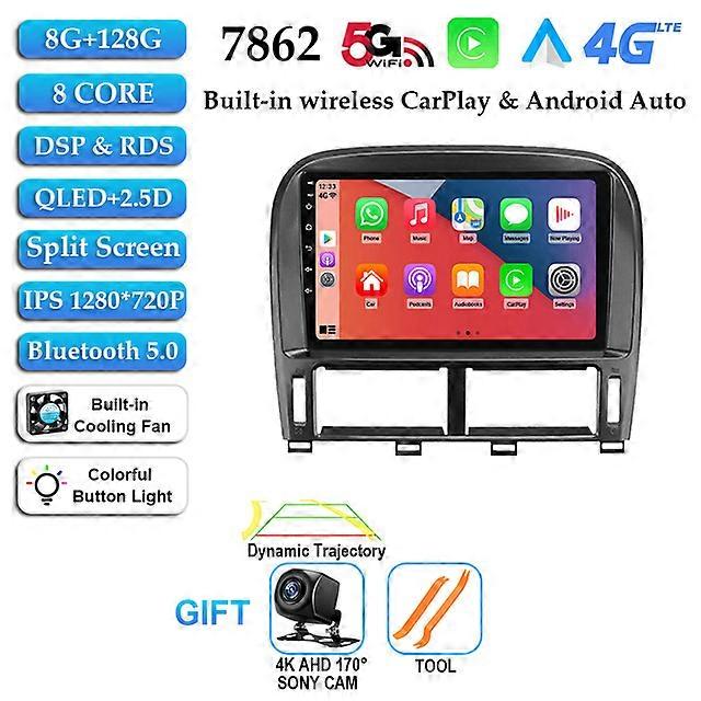 Android 12 For Lexus Ls430 2003 - 2006 Car Radio QLED Screen Tape Recorder GPS Navi Multimedia Video Player Head Unit DVD