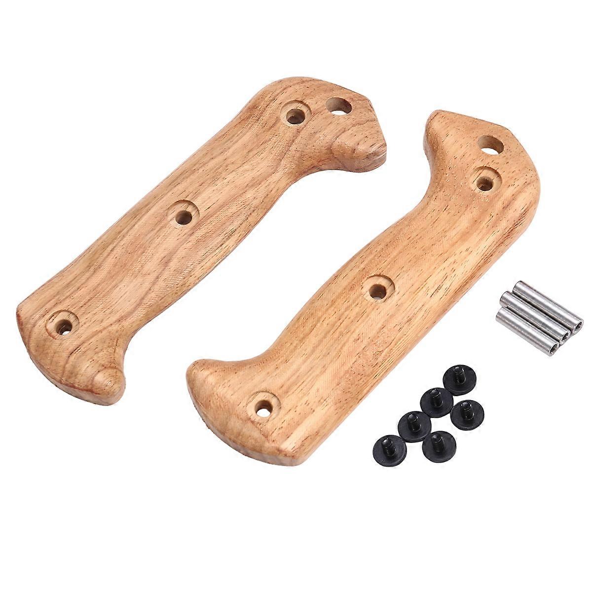 1 Pair Natural Solid Wood Handle Patch for Bk2 Knife Handle Modification Parts with Screw Handle Gr