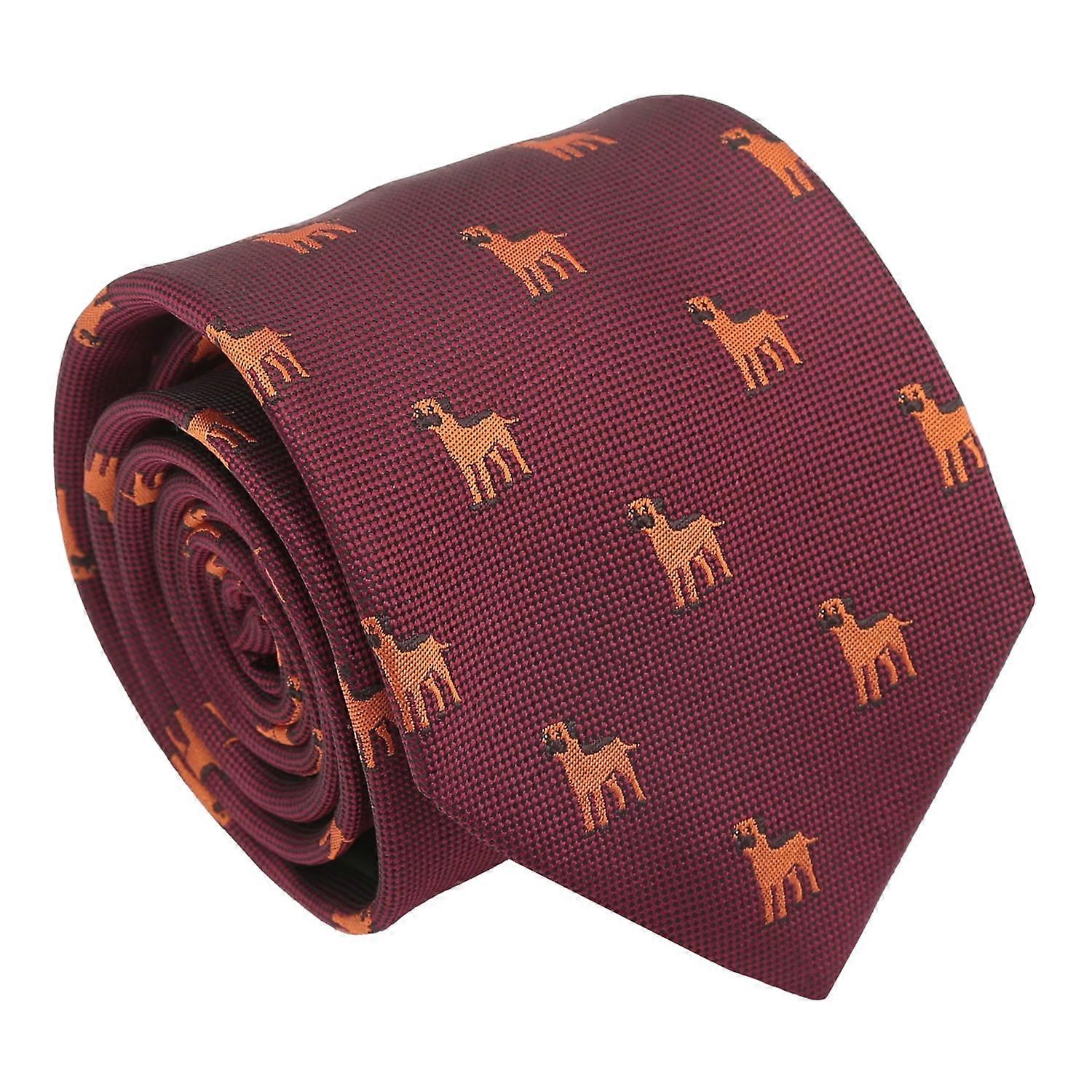 Burgundy Border Terrier Dog Embroidered Tie
