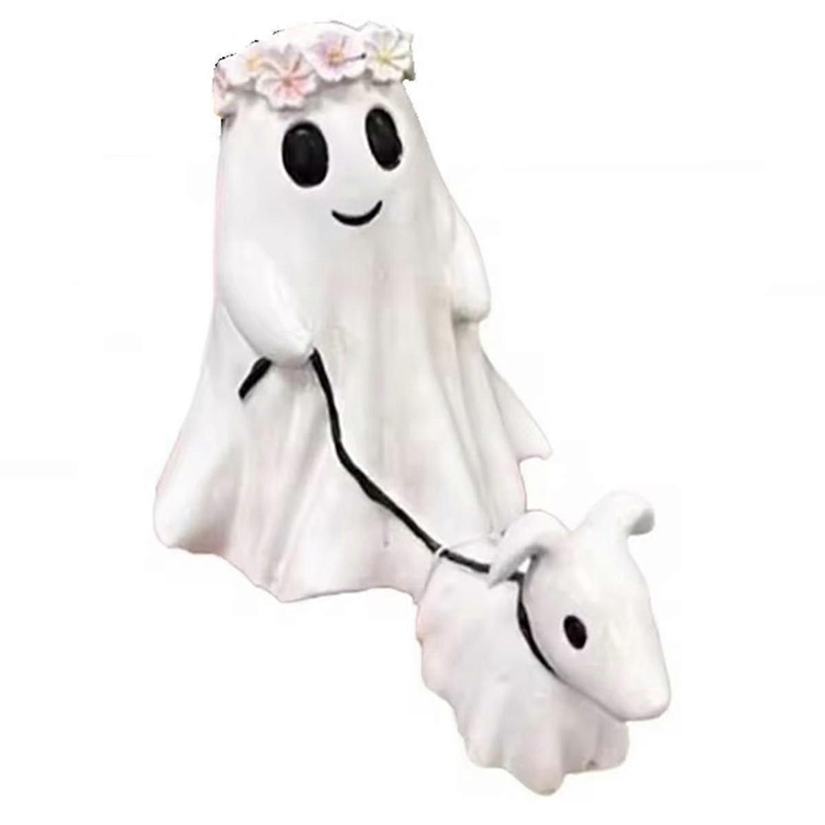 Desktop Decoration of Ghost Walking Dog Statue Interesting Scary Puppy Statue Halloween Resin Decor