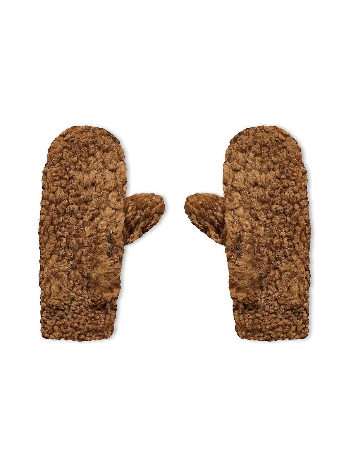 Teddy Shearling And Leather Logo Gloves