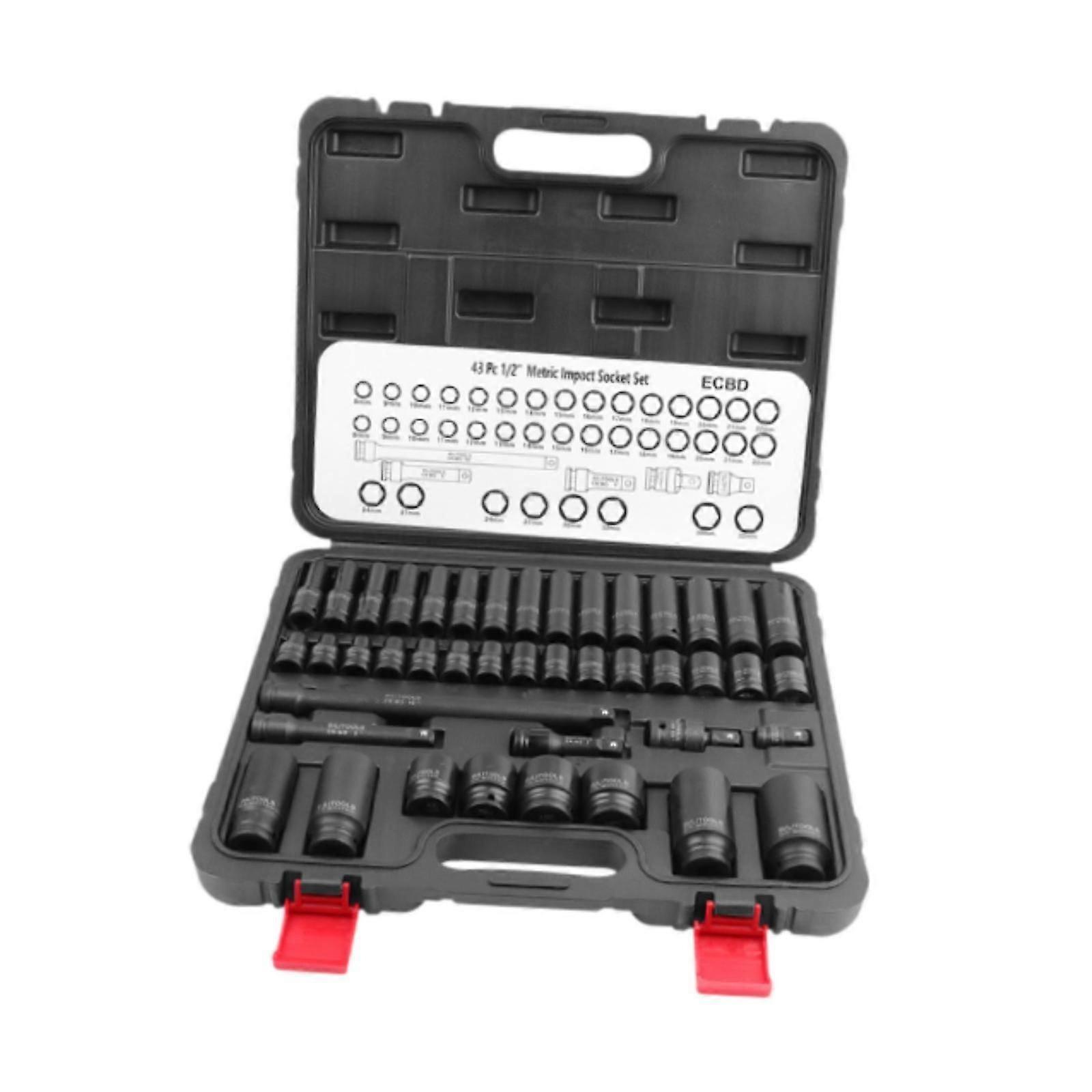 Impact Socket Set Hand Tool 1/2" Socket Set Portable Deep Shallow Socket Set