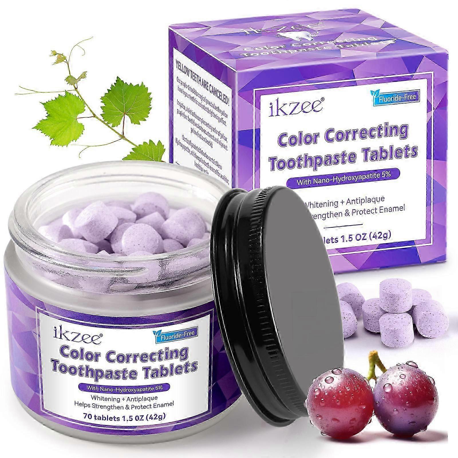 Purple Toothpaste Tablets, Flouride Free, Sensitive Toothpaste Tablets, Nano Hydroxyapatite Toothpaste Tablets, Purple Whitening Toothpaste