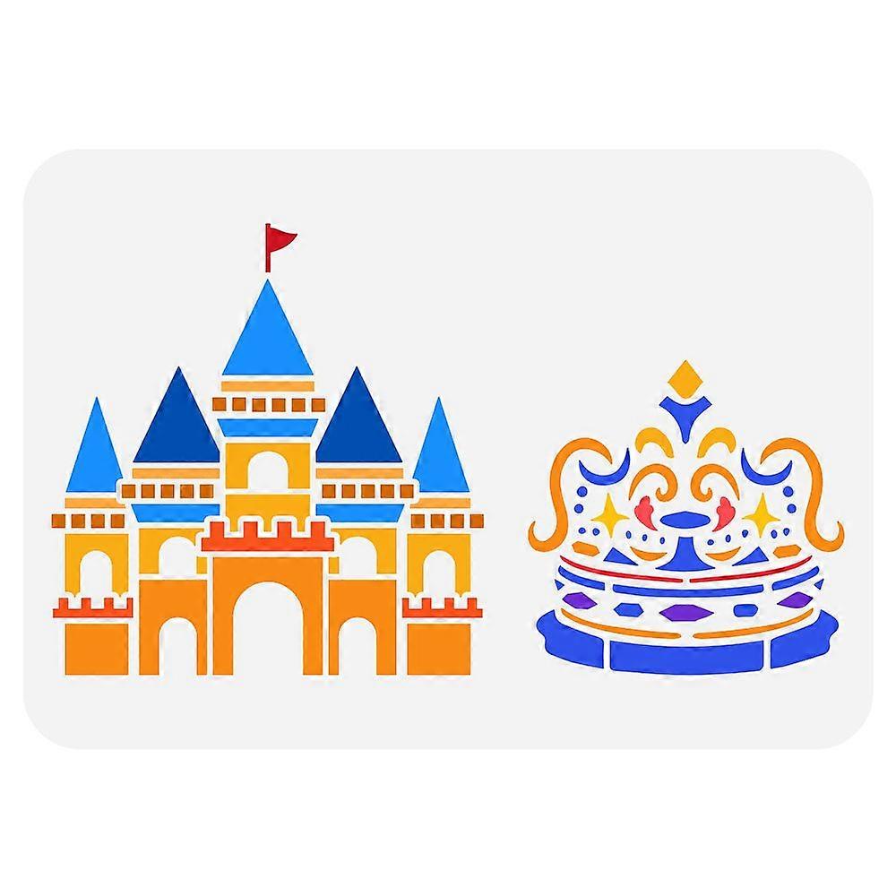 1pc Plastic Drawing Painting Stencils Templates for Painting on Scrapbook Fabric Tiles Floor Furniture Wood Rectangle Castle Pattern 29.7x21cm