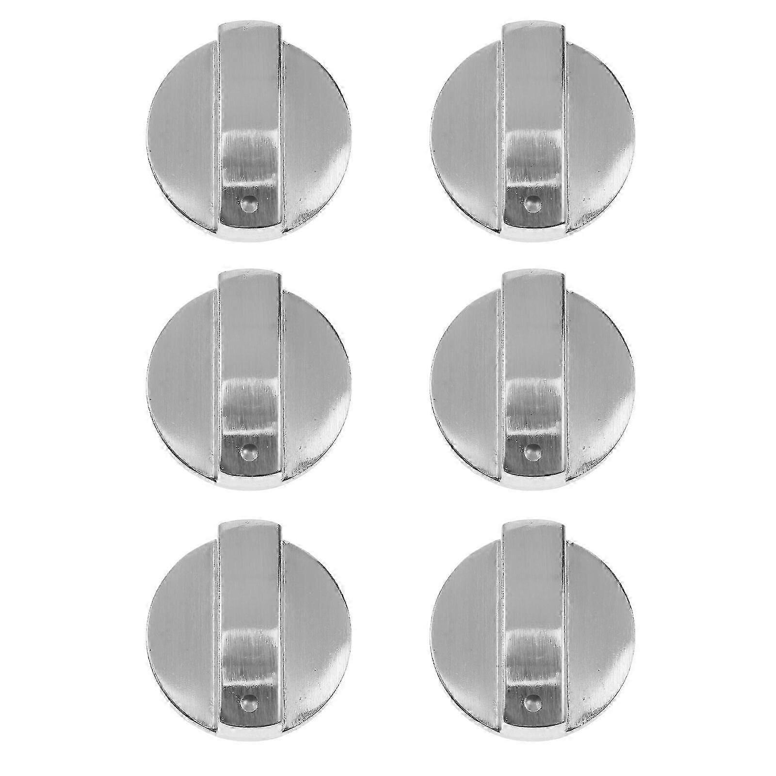 6PCS Zinc Alloy Gas Stove Embedded Stove Brushed Metal Switch Knob(Silver)