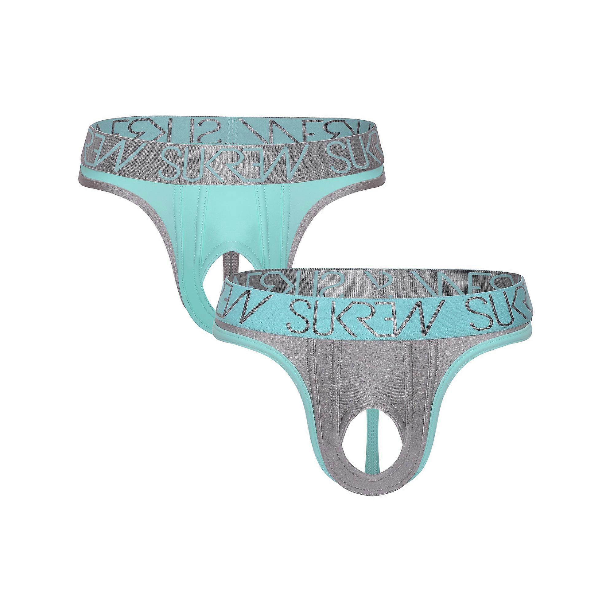 SUKREW ثونغ كلاسيكي على طراز U-Style Multipack 1x نعناع + 1x سيلفر سباركل | ملابس داخلية رجالية | ثونغ رجالي