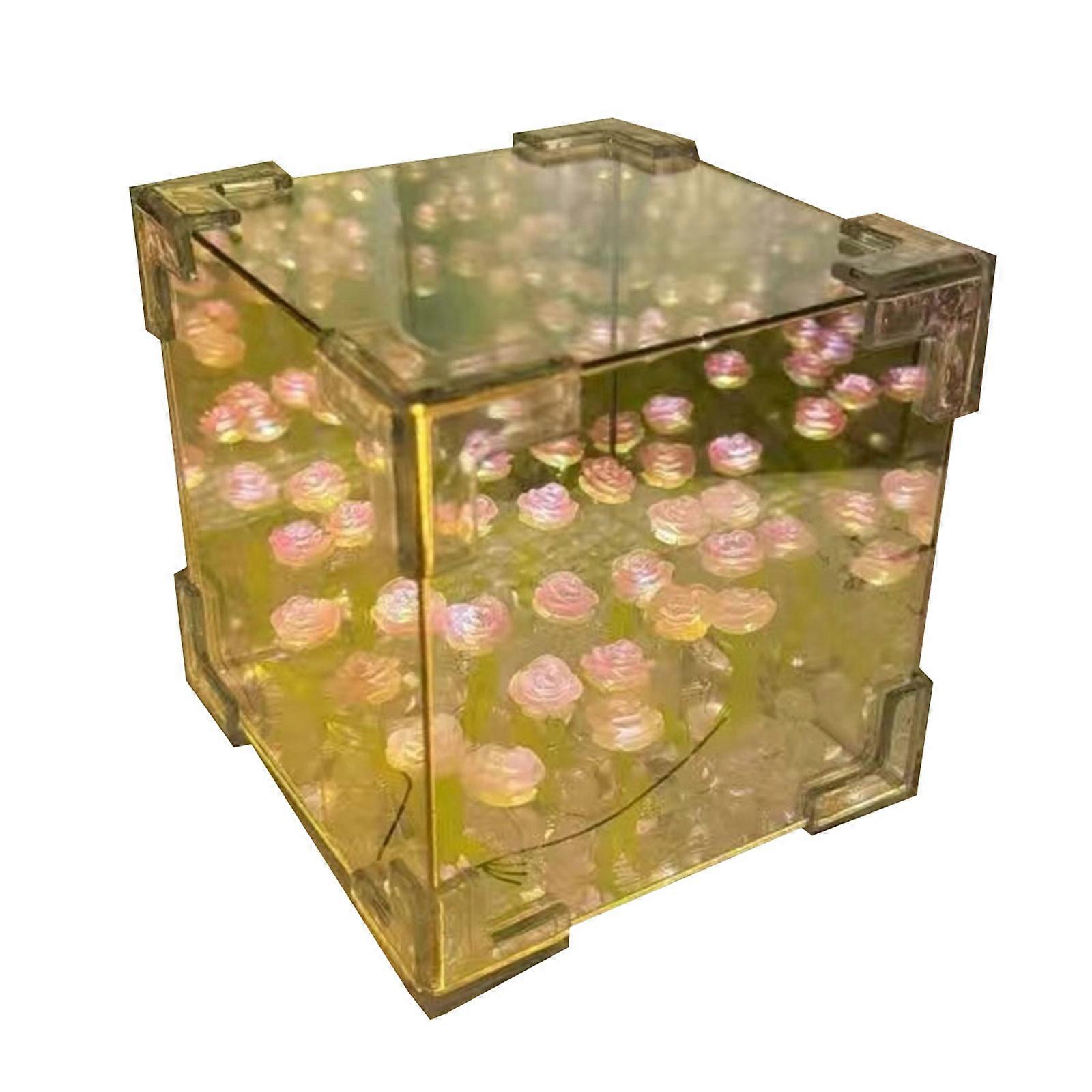Home Decors Τουλίπες Night Light DIY Kits Χειροποίητο Flower Cube Night Lamp και καθρέφτης 2 σε 1 εύκολα έργα χειροτεχνίας συναρμολόγησης Rose