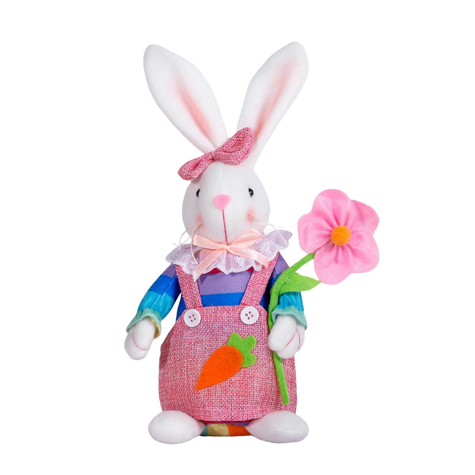 Spring Rabbit Doll Rabbit Figure for Easter Party Decors Kids Holiday Gift Colorful Accent for Windowsill Shelf