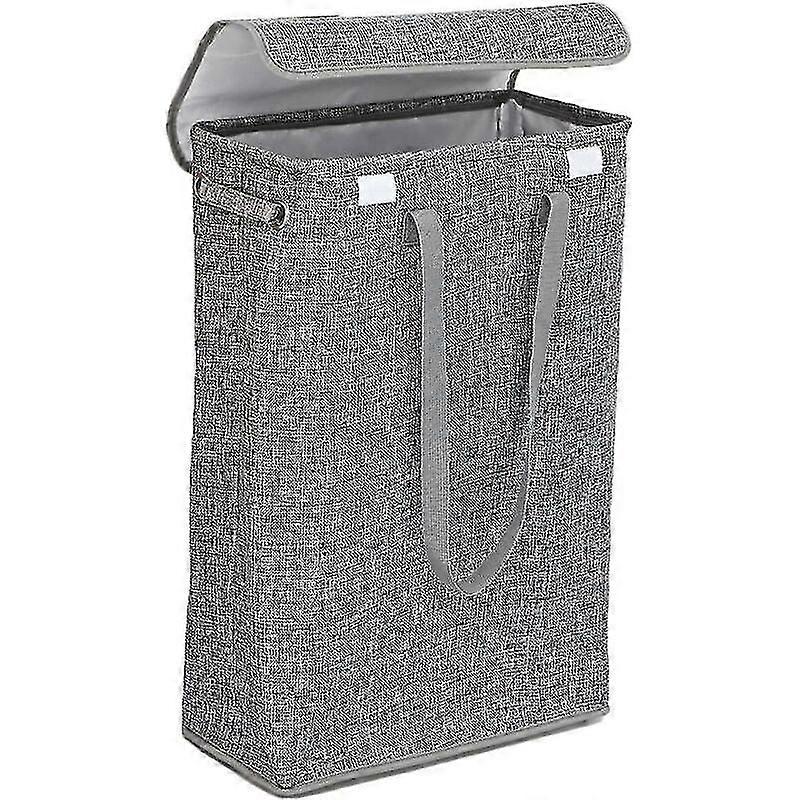 Thin laundry basket with lid, tall thin laundry basket with handle, waterproof liner