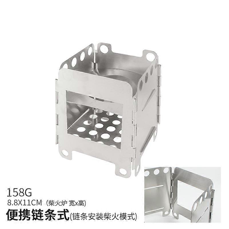 Firewood Stove Card Type Connected Heating Stainless Steel BBQ Stove Fire Camp Solid Fuel Camping Wood Burning