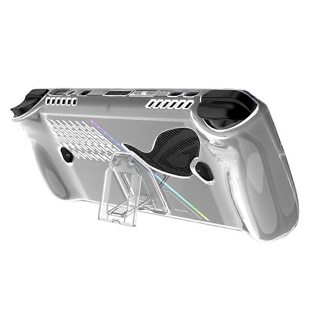 For Asus ROG Ally X TPU Case Gamings Handheld Clear Protective Cover with Foldable Stand