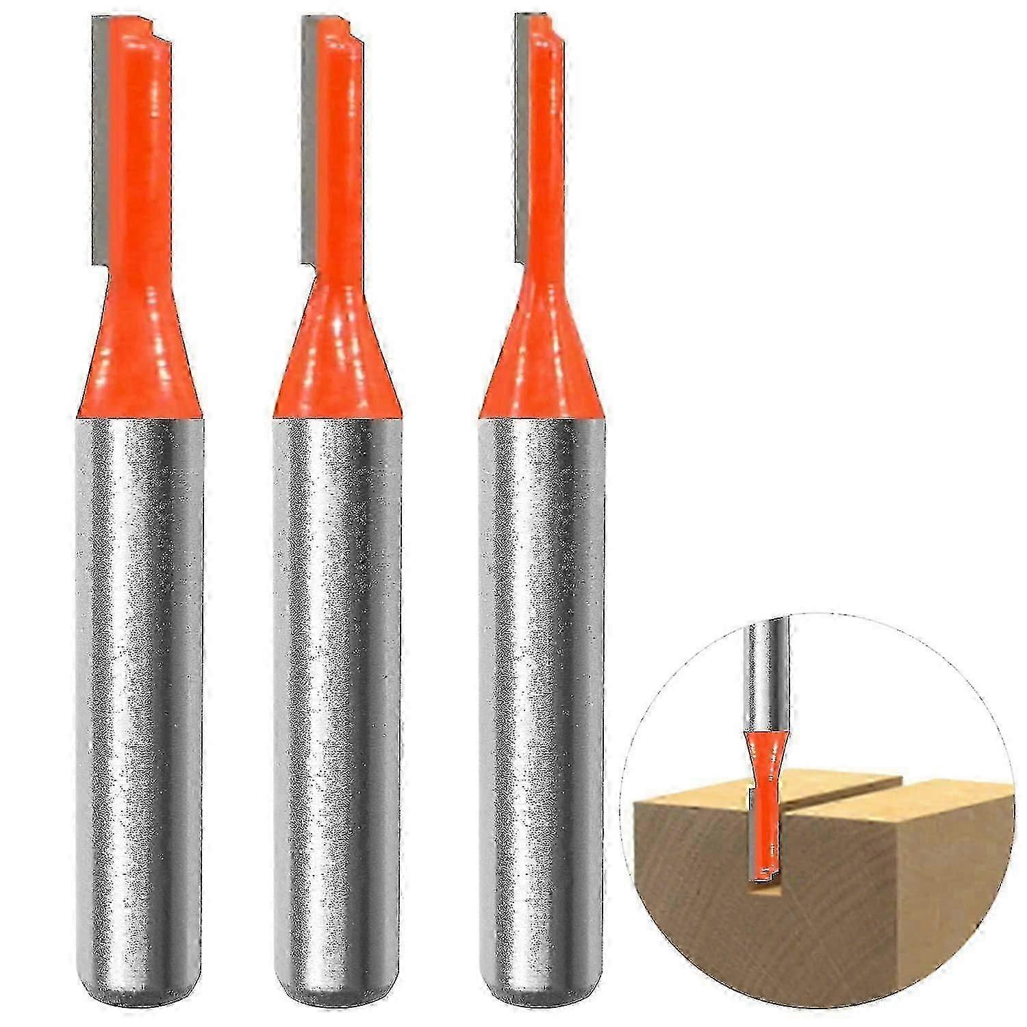 3pcs 8mm Shank Straight Router Bit Set, Grooving Cutters Woodworking Milling Cutter 3mm,4mm,5mm For Woodworking Drilling And Carving (3)