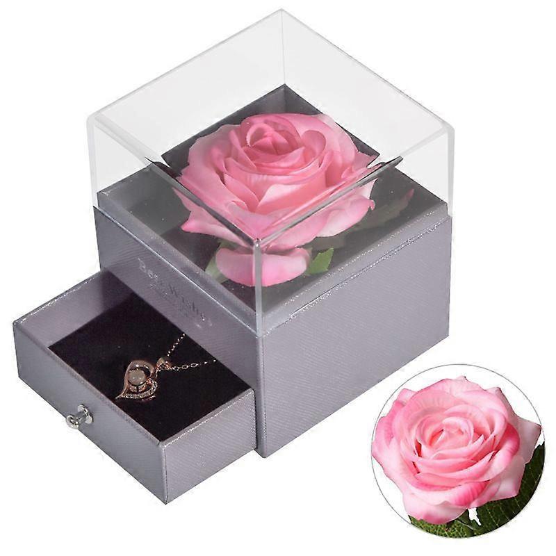 الوردة المحفوظة ، صندوق هدايا مجوهرات الوردة الحمراء إلى الأبد ، الورود الأبدية للحبيب ، هدية هدية عيد ميلاد للنساءعيد الأمالنوع 6