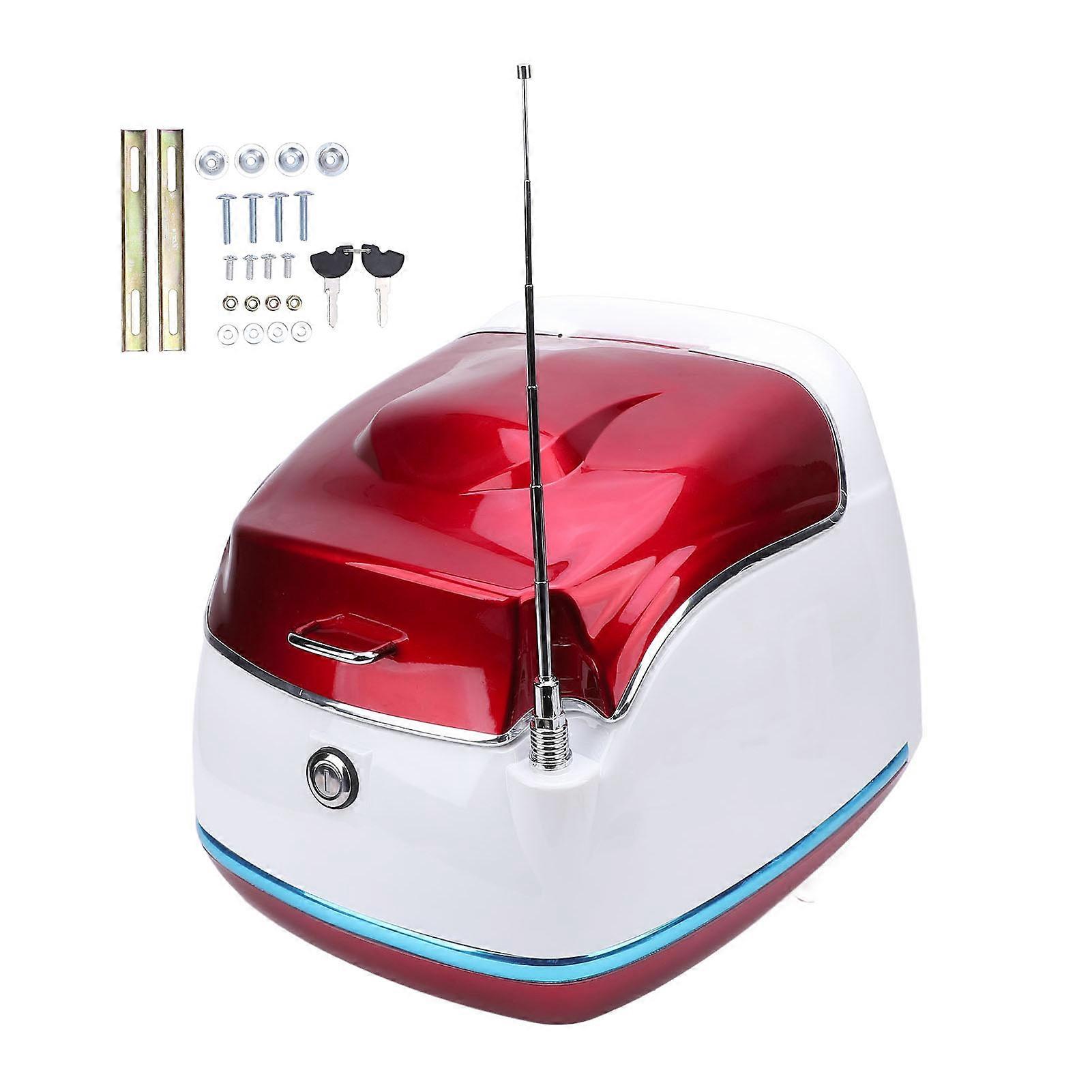 38L Motorcycle Top Case Water Resistant Retro Style Tail Storage Box Rear Trunk for Electric Scooters Red Durable Lockable