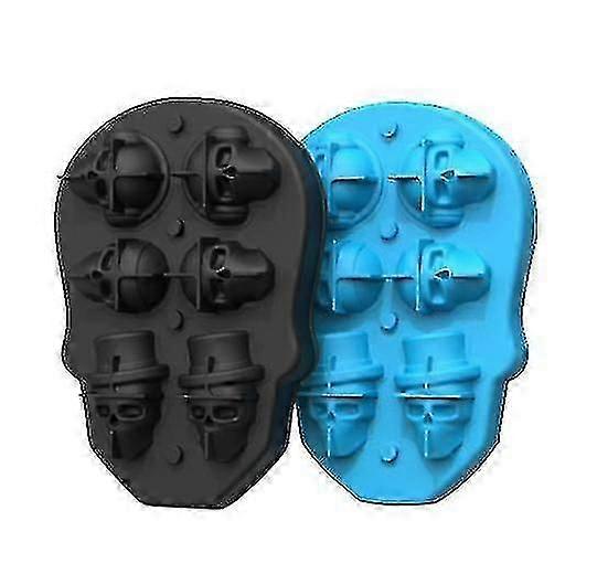 2pcs Silicone 6 Skull Ice Tray Household Ice Mould