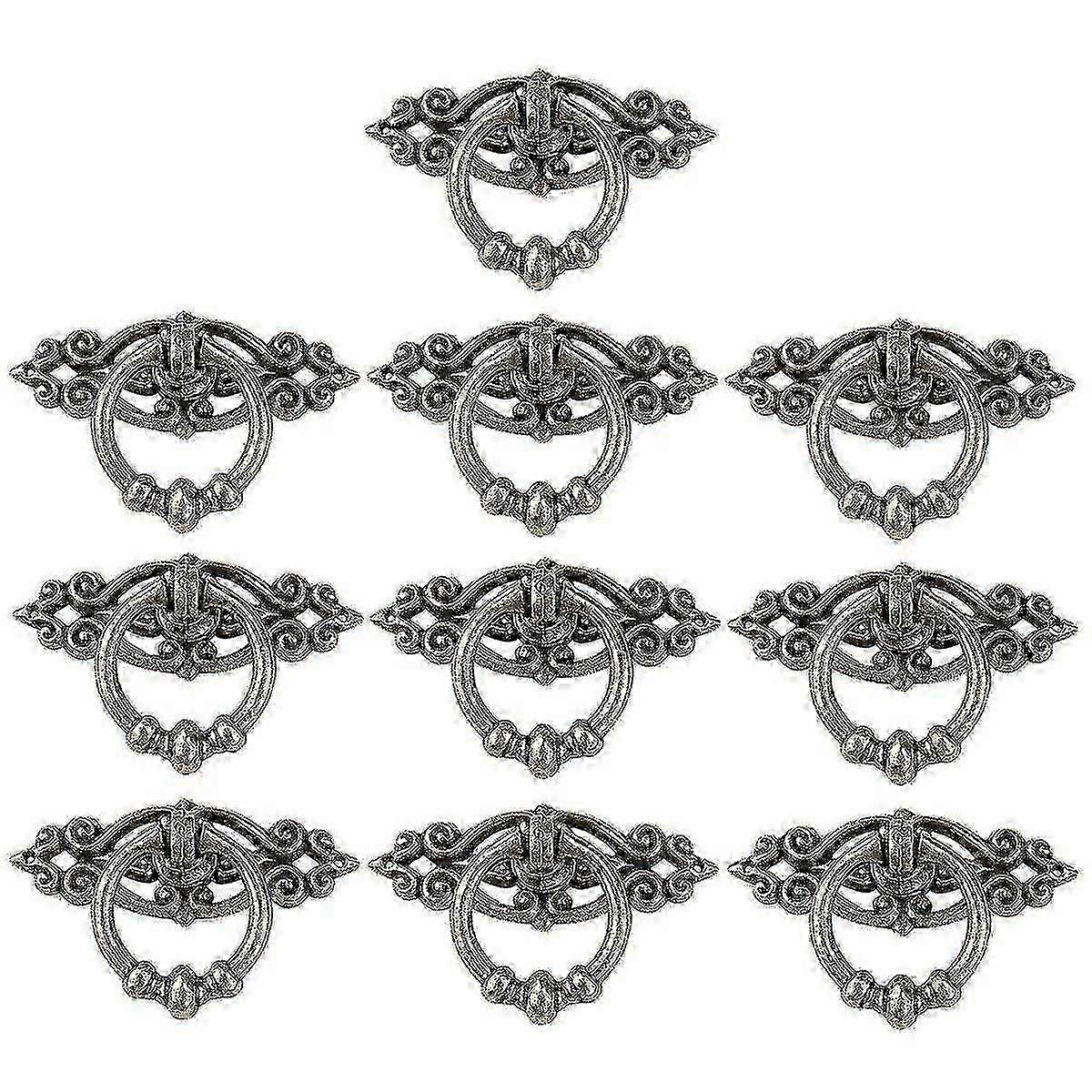 10 Pack Vintage Kitchen Cabinet Cupboard Door Drawer Pull Handles Knobs - Antique Brass