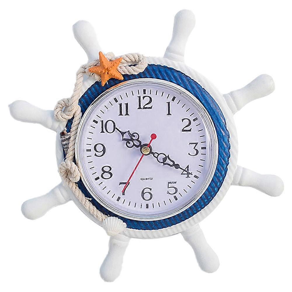 Mediterranean wall clock-steering wheel navigation mute wall clock
