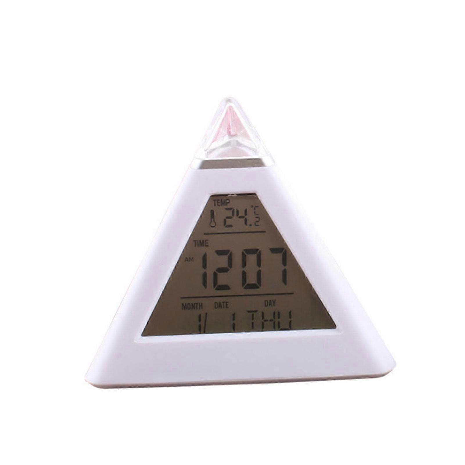 Pyramid LED Desk Alarm Clock Temperature Display Date Function Clock for Living Room Bedroom Use