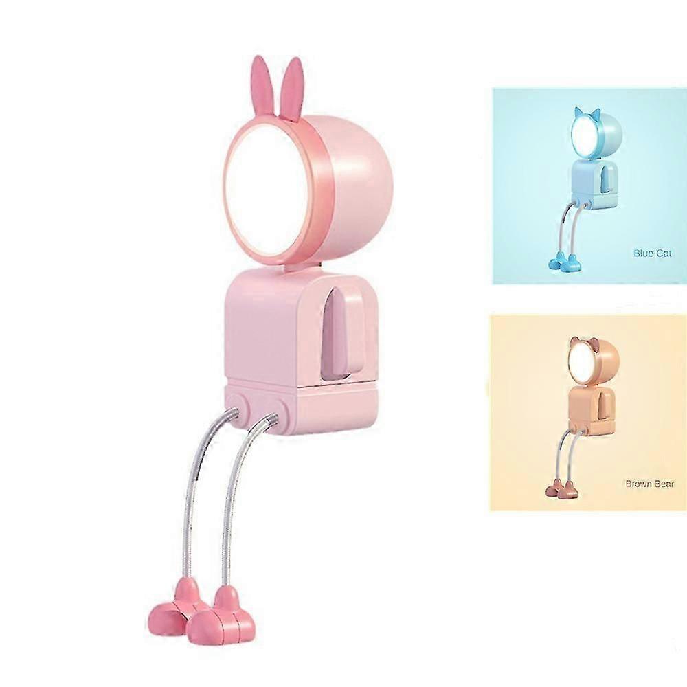 Lapin Rose Nouvelle Maison Usb Bureau Atmosphère Lampe Chambre Lumière Douce Couchage Lampe De Chevet Creative Led Animal Veilleuse