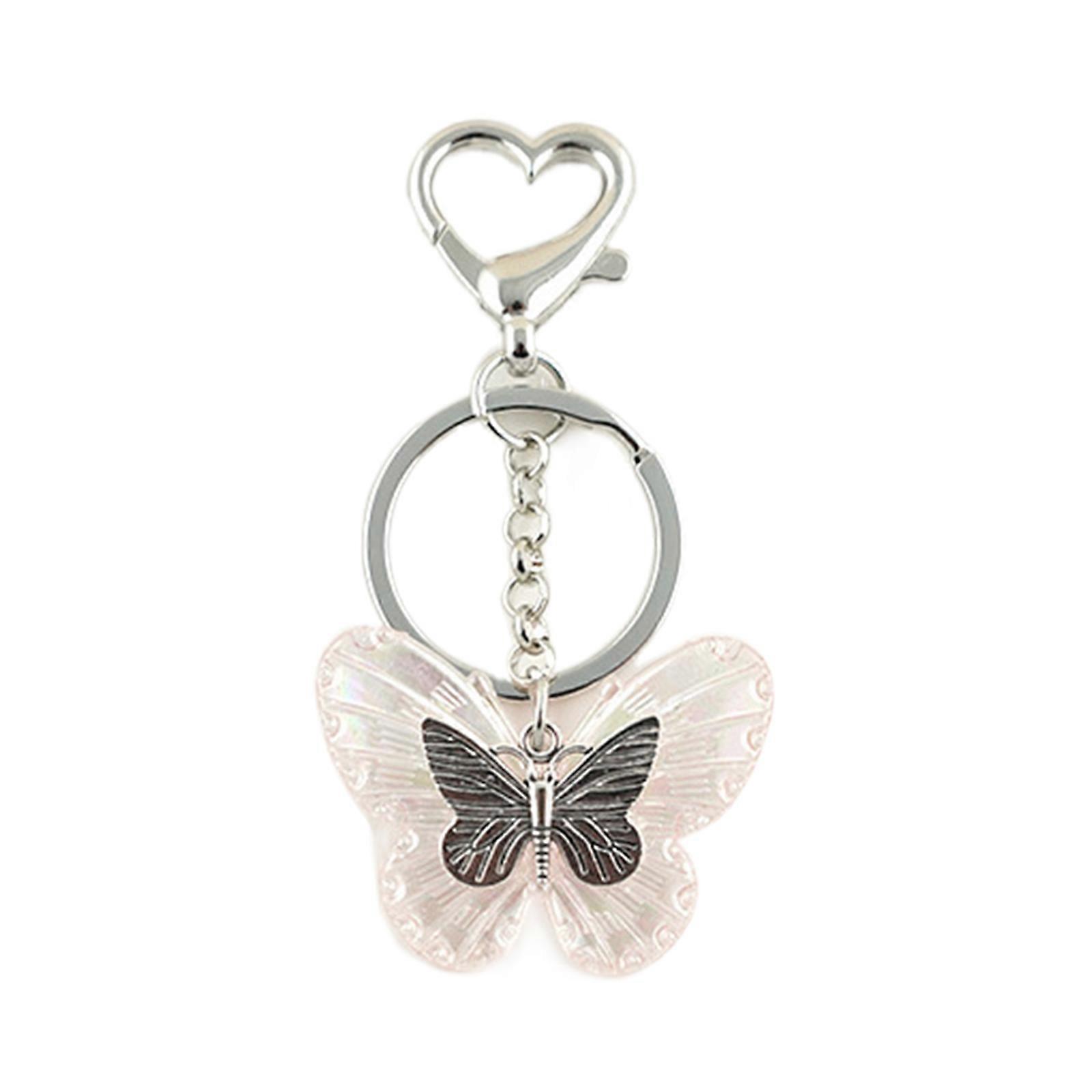 Cute Cartoon Butterfly Keychain Pendant Fashionable and Practical Keyring Key Charm for Backpack Bag Decoration  Pink