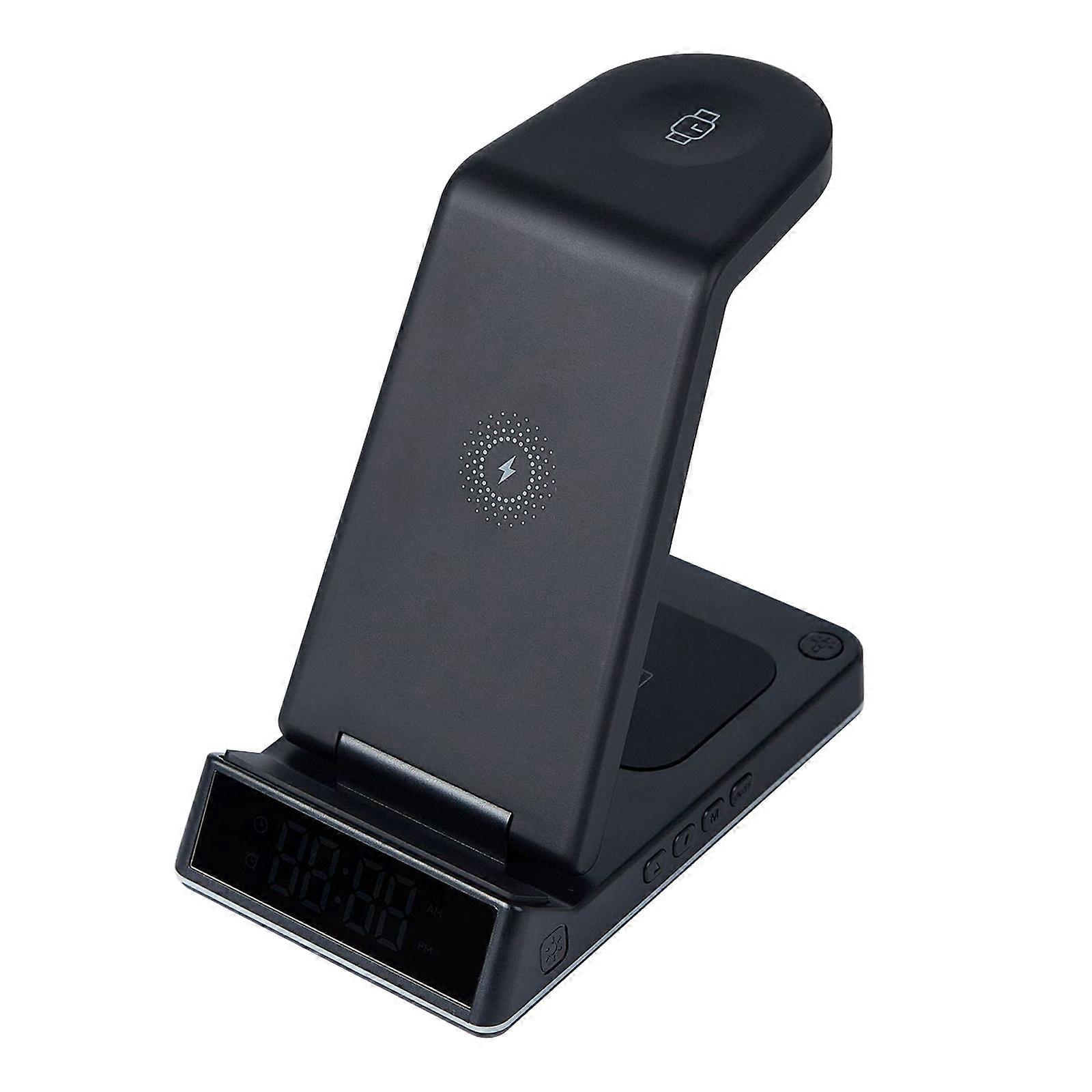 Wireless Charging Mobile Phone Stand Provides Multiple Functions Electronic Clock With Date Week And Temperature Display PUW1388