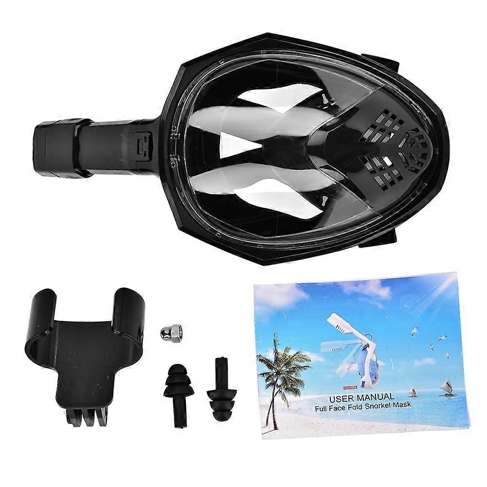 Full-dry Swimming Snorkeling Mask with Camera Mount for Adults (L/XL, Black)