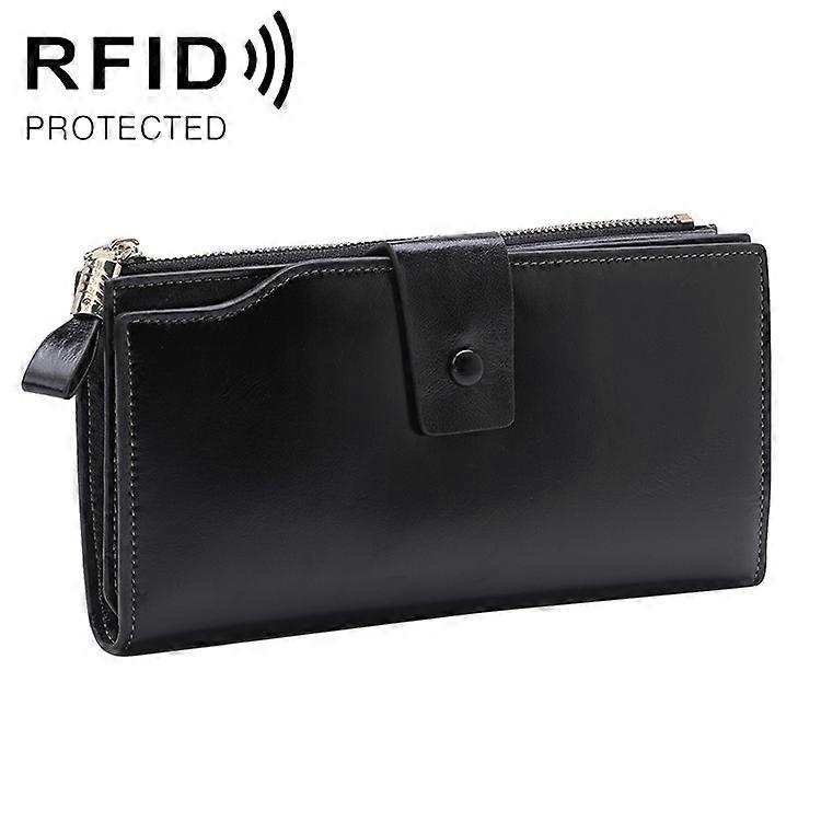 8236 Antimagnetic RFID Multi-function Oil Wax Leather Lady Wallet Large-capacity Purse