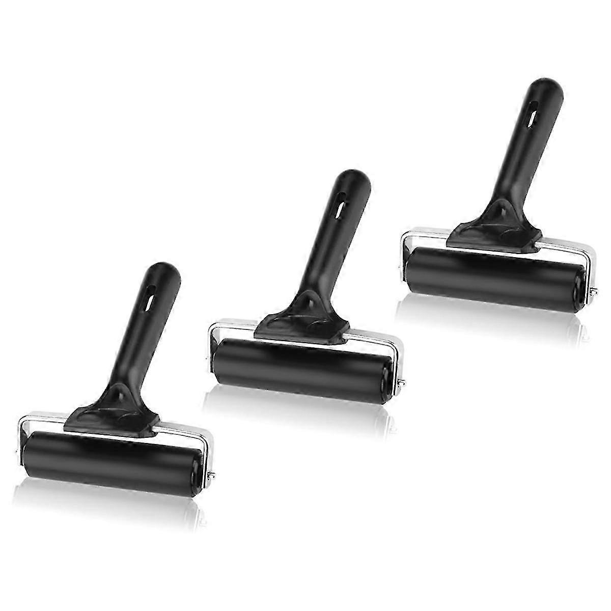 3 Pcs Rubber Brayer Roller Stamping Roller Gluing Roller Tool compatible Printmaking, Gluing Applica