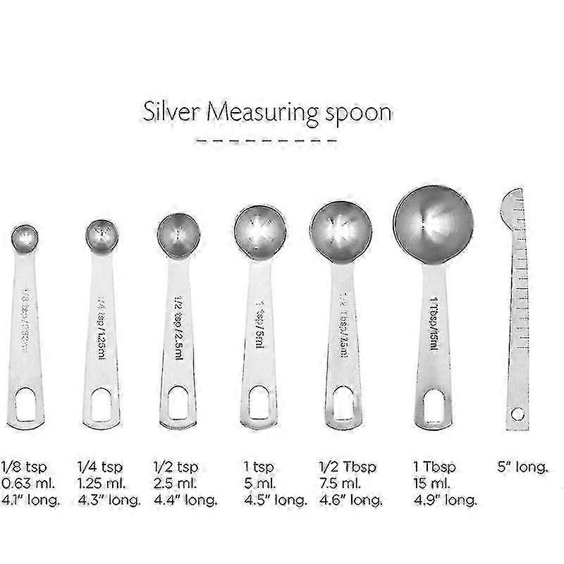 Stainless Steel Measuring Spoons, Set Of 8 Measuring Spoons For Measuring Dry And Liquid Ingredients