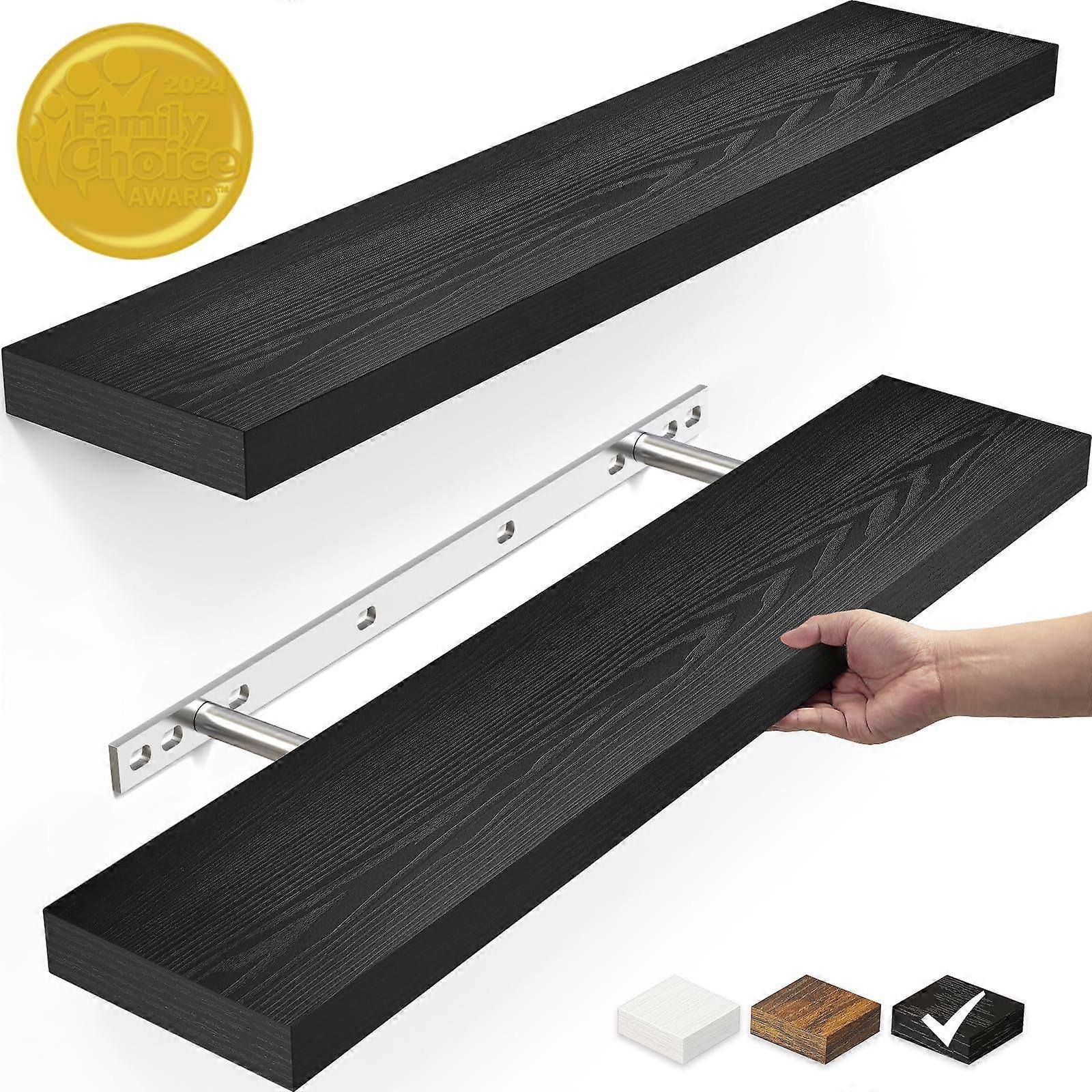2 Set Rustic Wood Floating Shelves for Bathroom Storage 22.5 Inch