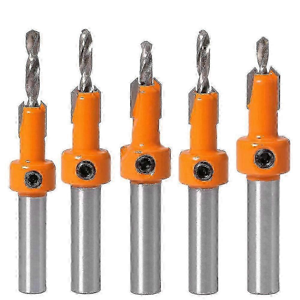 unique 5pcs 8mm Round Shank Countersink Drill Bit With Wrench Countersink For Woodworking Hole Woodworking Chamfer