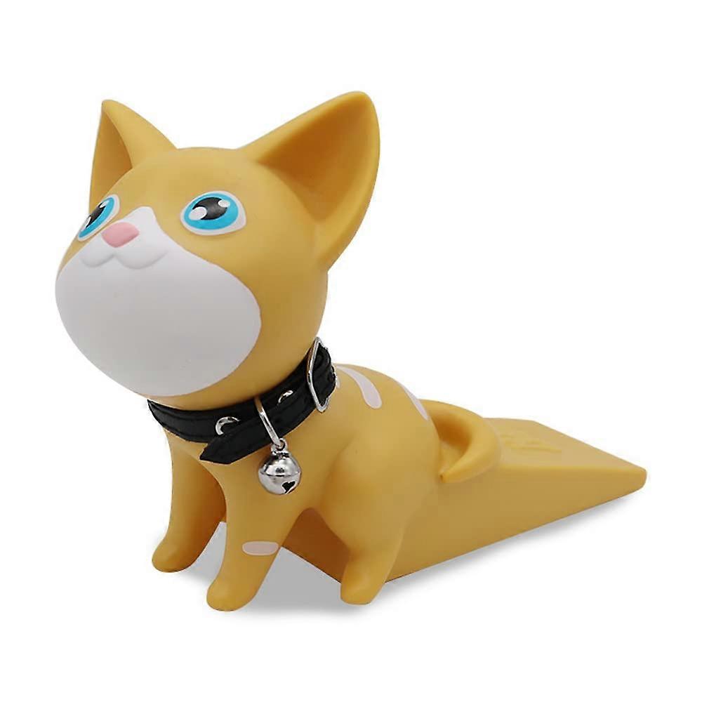 Decorative Door Stopper for Home Office Use - Heavy-Duty Rubber, Stylish Design, Non-Slip Base, Black Color