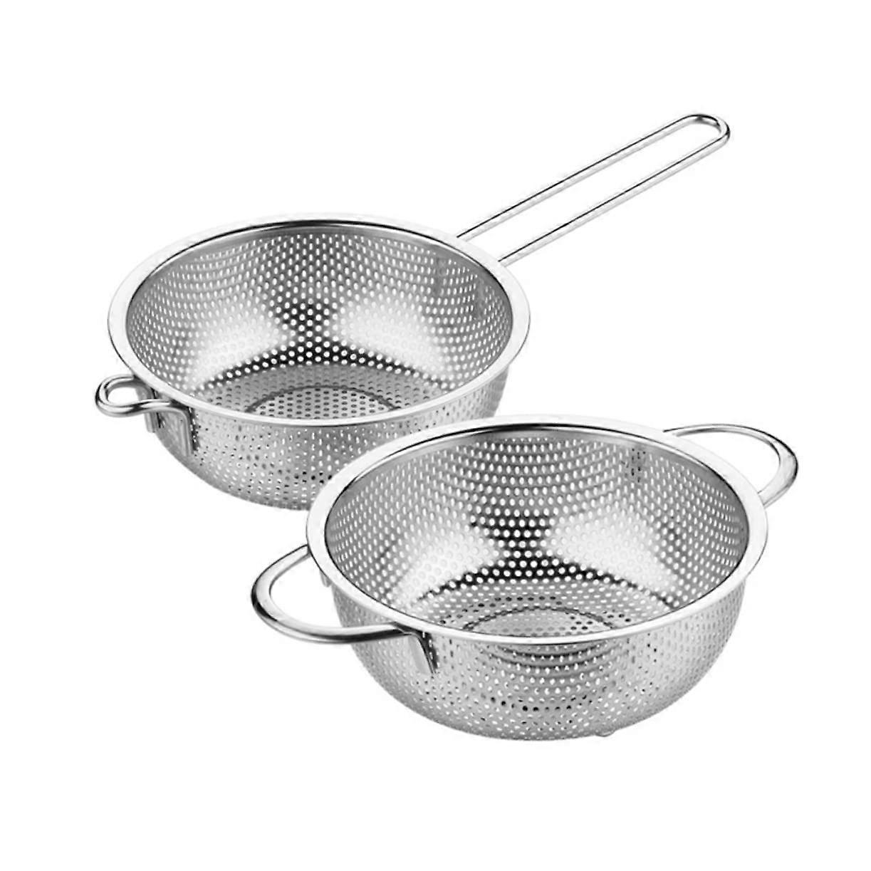 Double Handles Stainless Steel Colander Basket Strainer 5-Quart for Washing Fruits, Vegetables, and Fried Foods