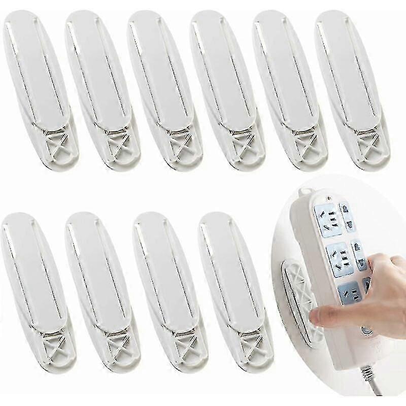 10 Pieces Wall Mount for Power Strip, Self Adhesive Power Strip Wall Mount, Plastic Power Strip Mount, for Plug in Socket Support, Power Strip Router