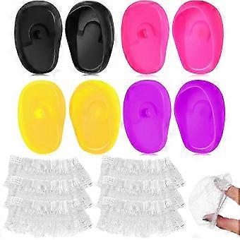 4 pares de silicone protetores auriculares reutilizáveis Ear Caps Hair Dye Shield para chuveiro cabeleireiro