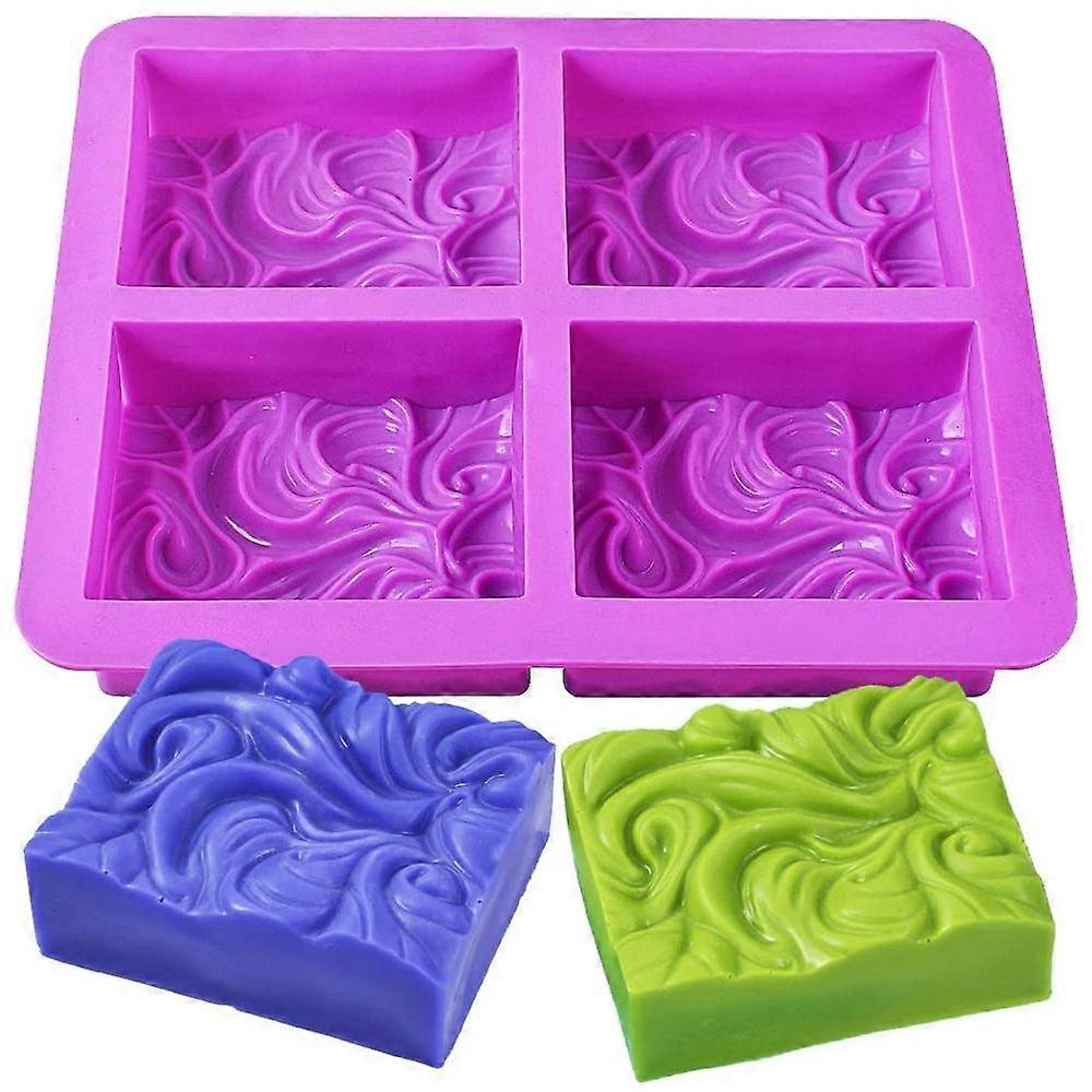 Silicone Soap Square Molds, DIY Handmade Soap Mold with Ocean Wave Pattern for Milk Soap 4 Wavy Flower Silicone Handmade Soap Mold