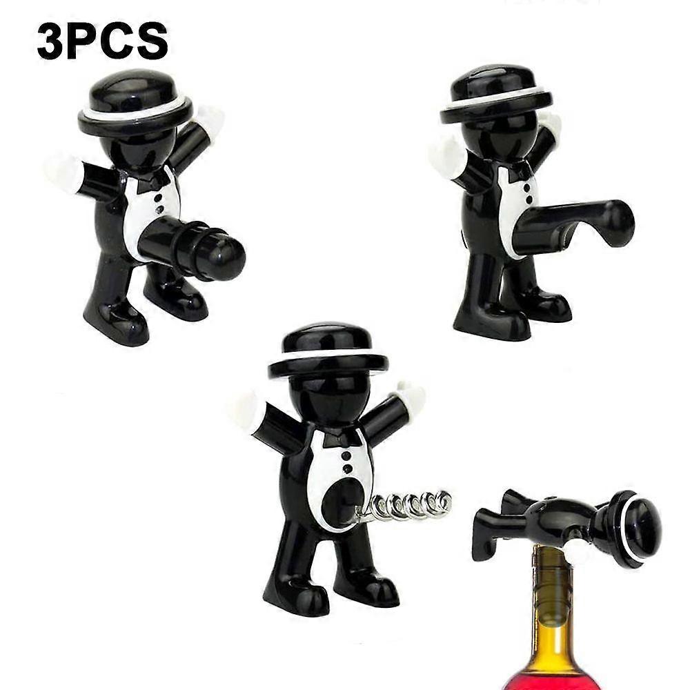 Black gentleman red wine cork wine bottle opener set 3D little red man beer bottle opener red wine preservation sealing tool