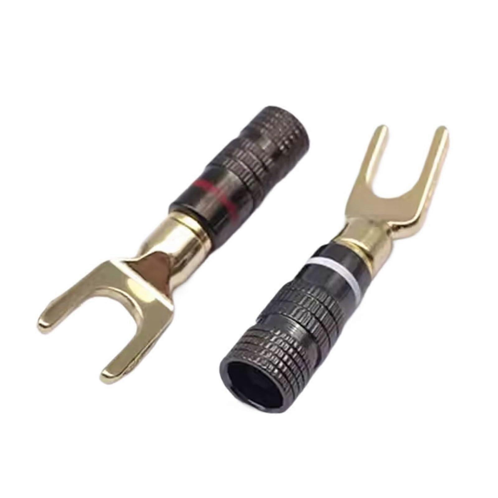 4mm Banana Plugs Speaker Connectors, 8 Pcs Spade Y Fork Type Audio Terminal for Amplifier Cable, Gray