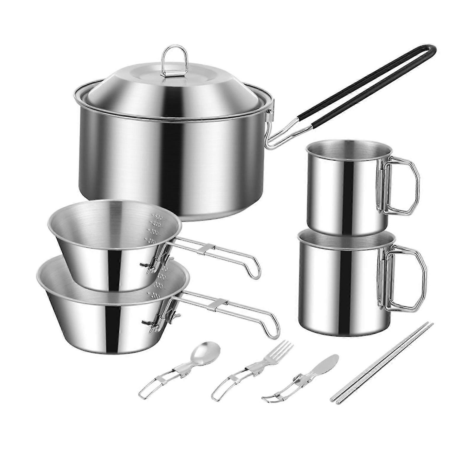 Cooking Pot Camping Equipment Accessories Stackable Portable for Picnic 6pcs