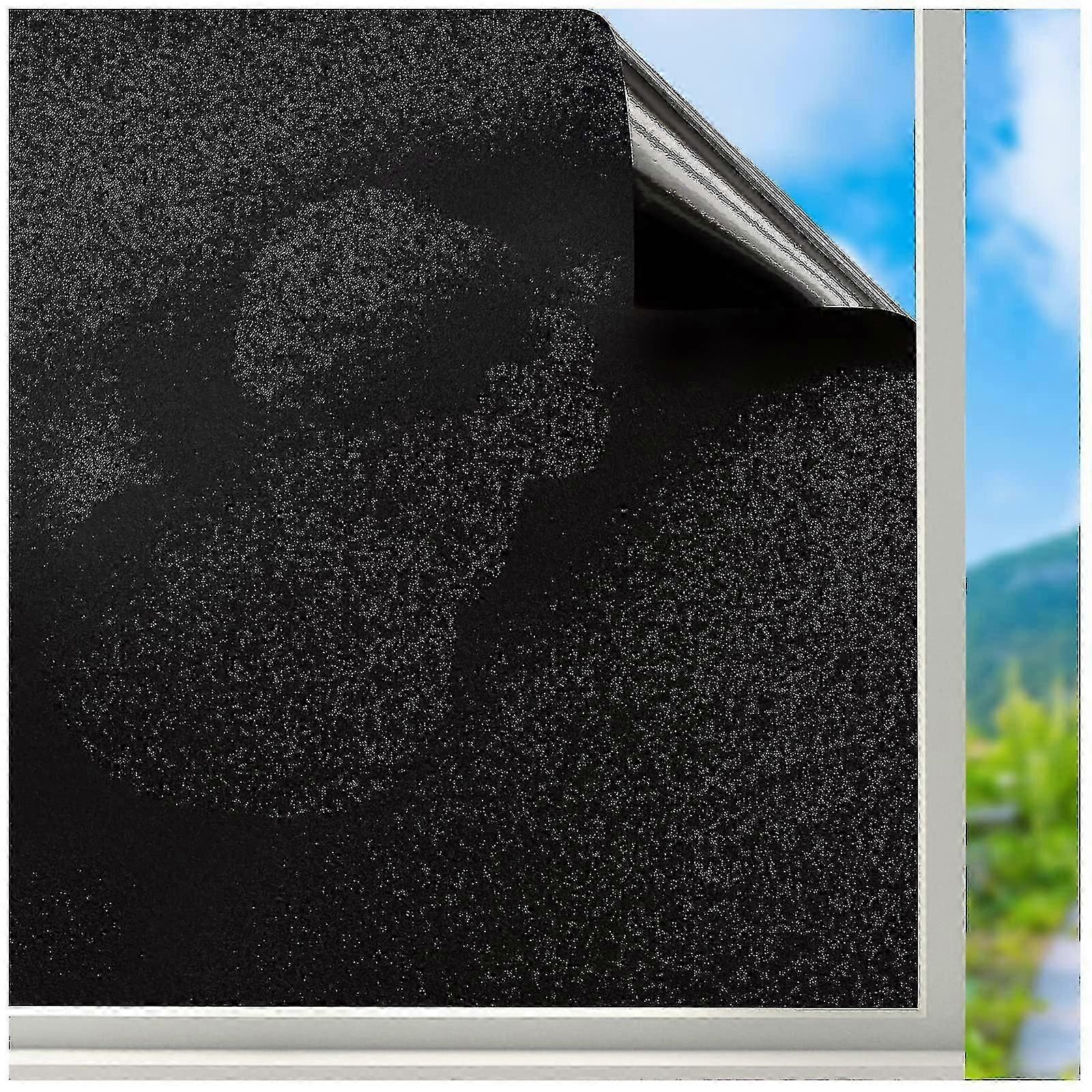 Blackout Window Film Privacy: 100% Total Light Blocking Self-adhesive Black Frosted Window Film For Glass Windows