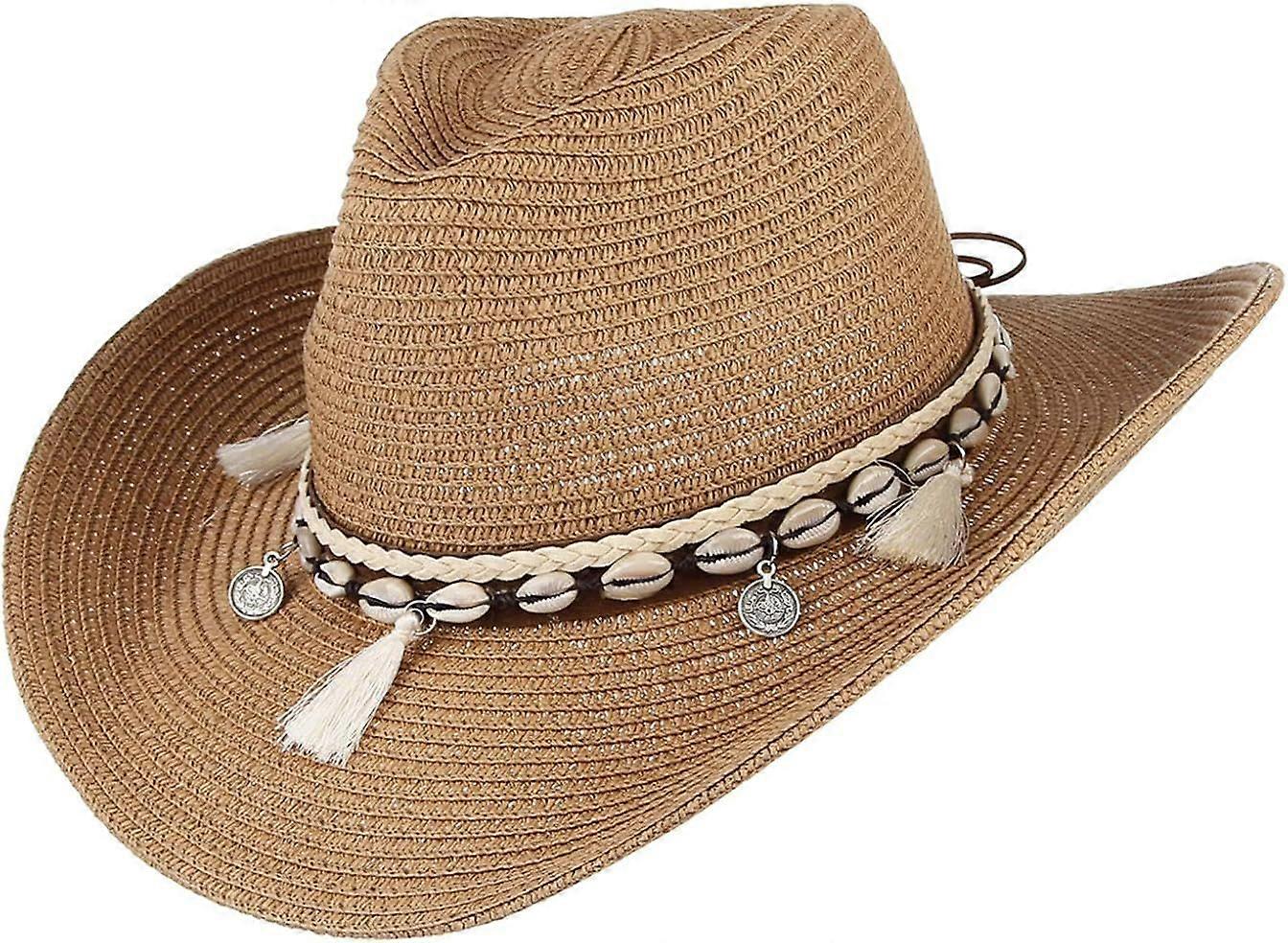 Women's Straw Cowboy Hat Visor Beach Hat