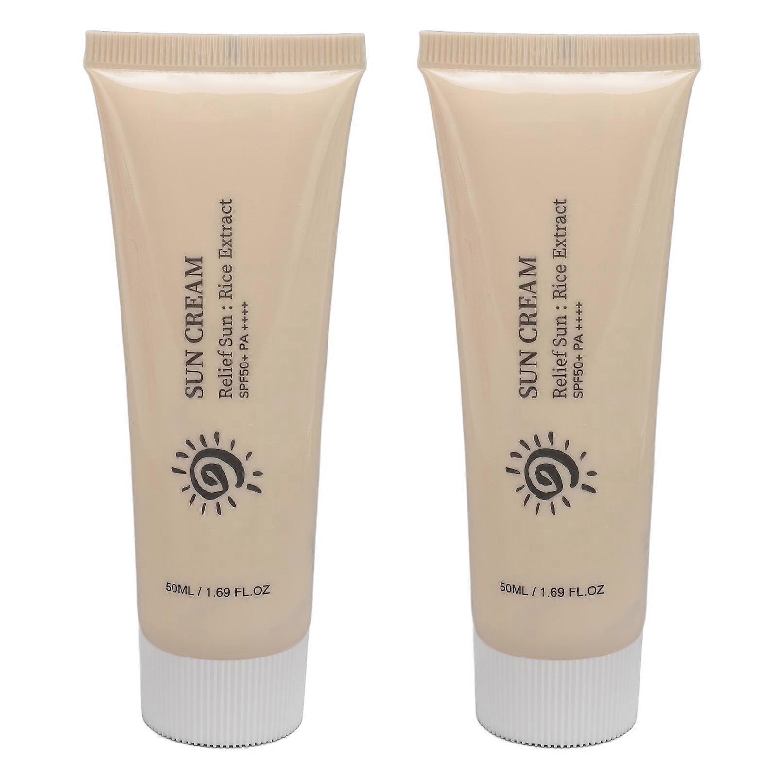 2 Pcs 50ML Riz Crème Solaire Ultra Léger Fluide Longue Durée Protection UV Hydratant Résistant À La Sueur Crème Solaire