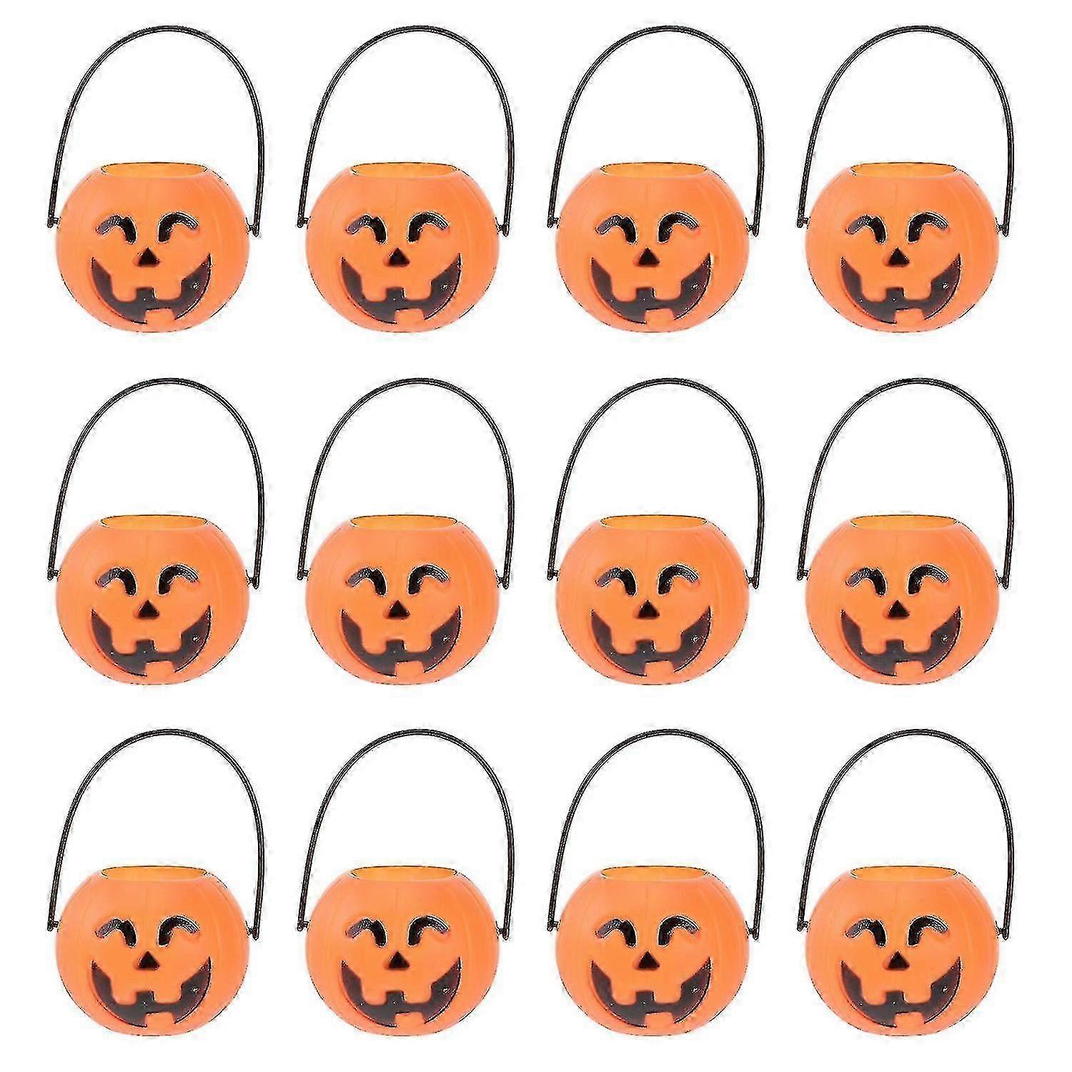 子供のためのハロウィーンカボチャバケツ - ミニキャンディーホルダートリックオアトリートの装飾