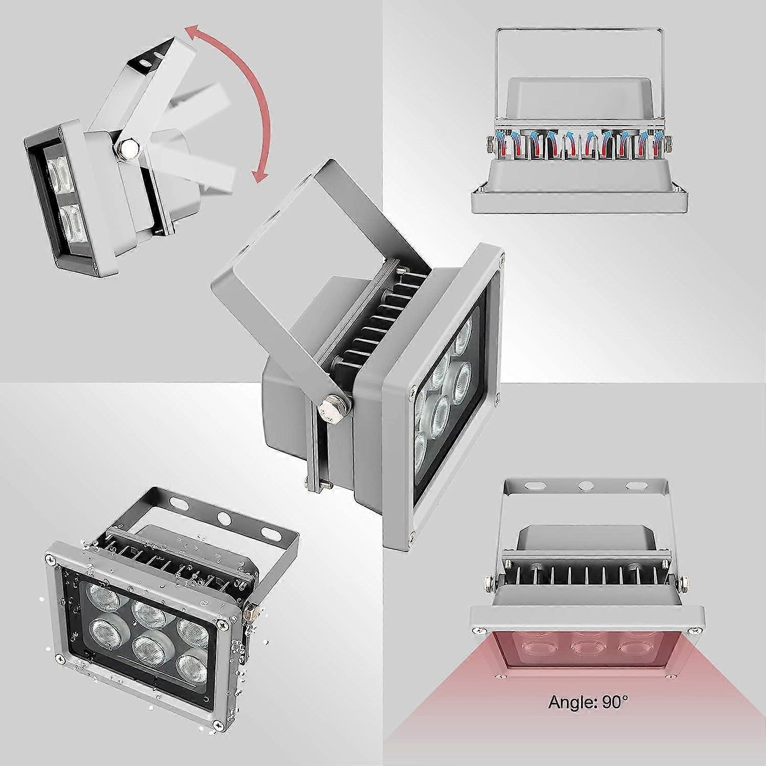 Illuminatore IR A LED 850 Nm Per CCTV – 50 M Di Portata, Angolo 90°, Impermeabile IP42, 12V